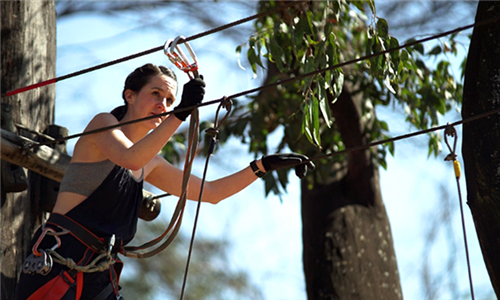 Woman on obstacle course